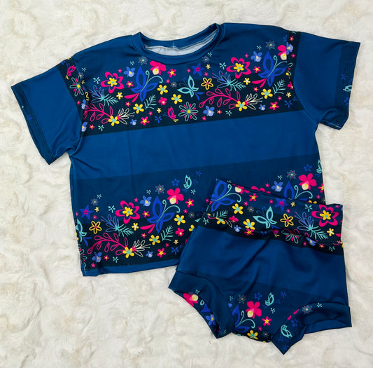 Blue floral bummie