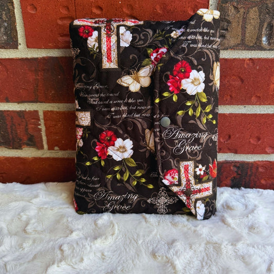 Black Floral bible sleeve (Medium)