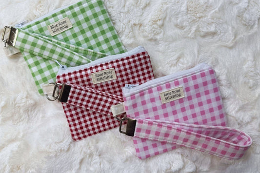Gingham keychain wristlet & wallet